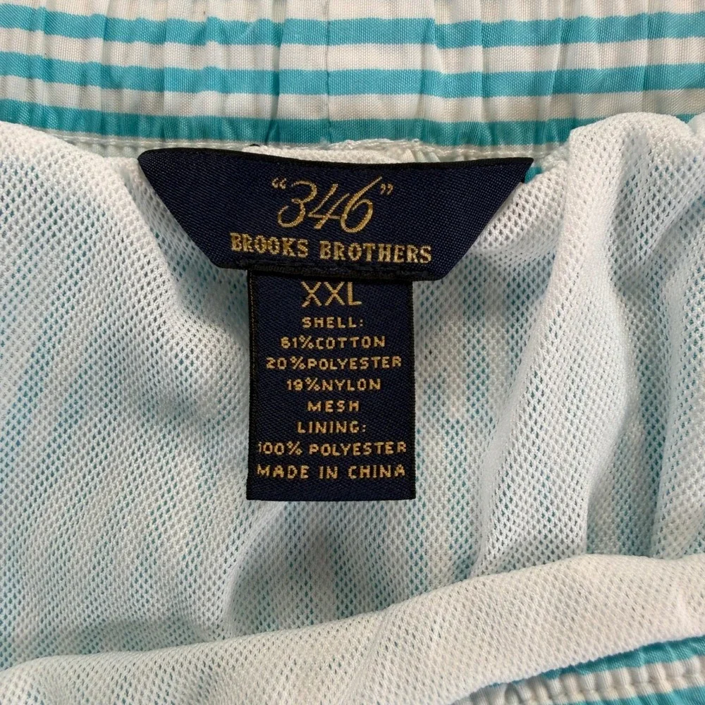 Brooks Brothers 346 Mens XXL Blue White Seersucker Striped Swim Trunks Shorts